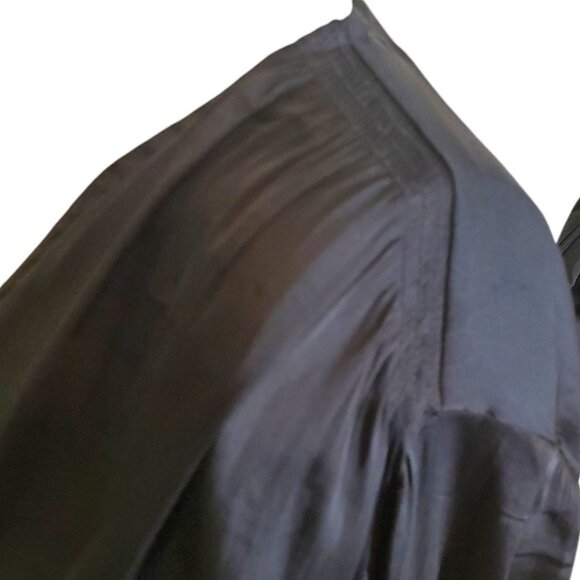 Banana Republic Sheer Satin Blouse V Neck Pleated Blouse Black Sz XL - Picture 3 of 6